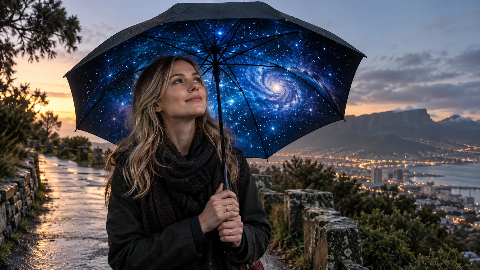 Synthetic illustrative image for Put a tiny galaxy inside my real umbrella