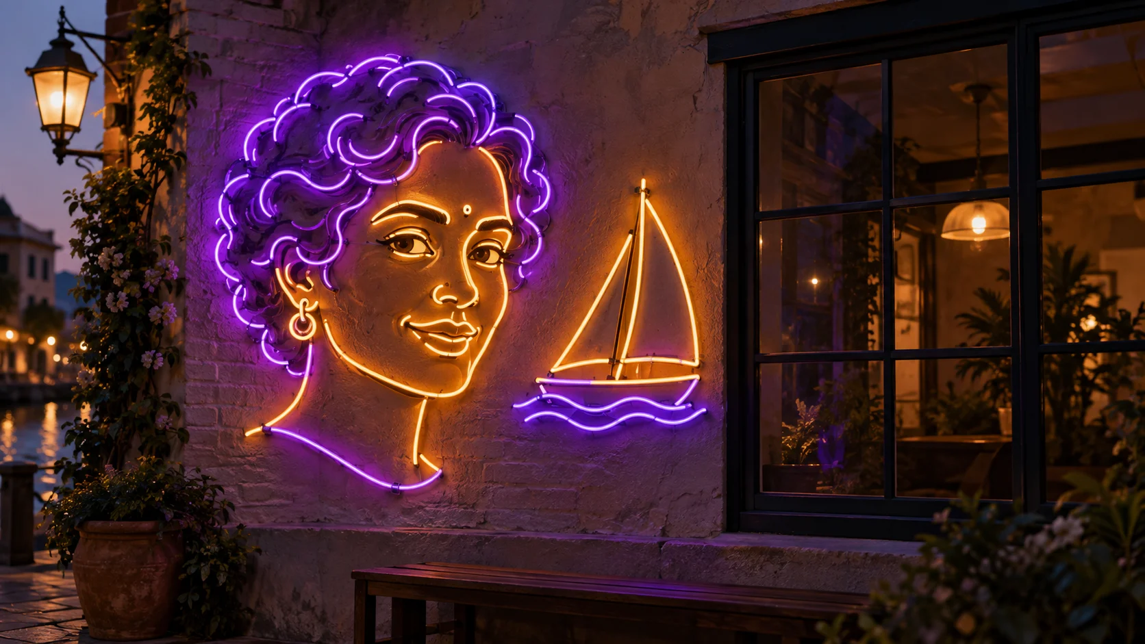Synthetic illustrative image for Draw my likeness in glowing neon tubes