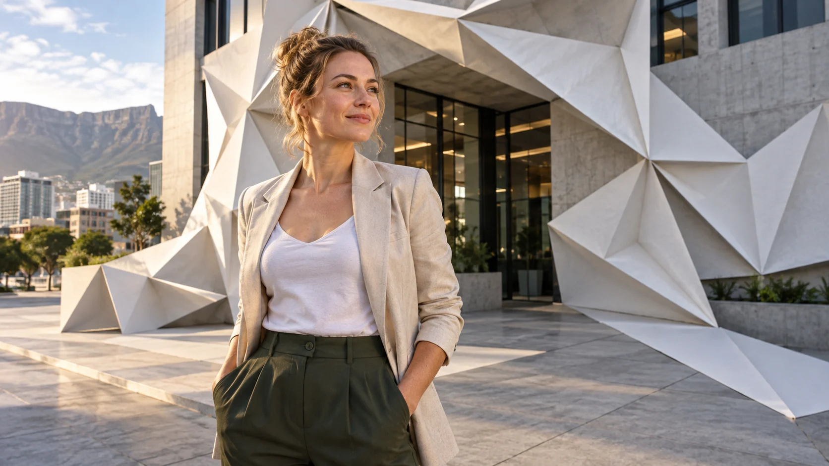 Synthetic illustrative image for Fold the building behind me into origami