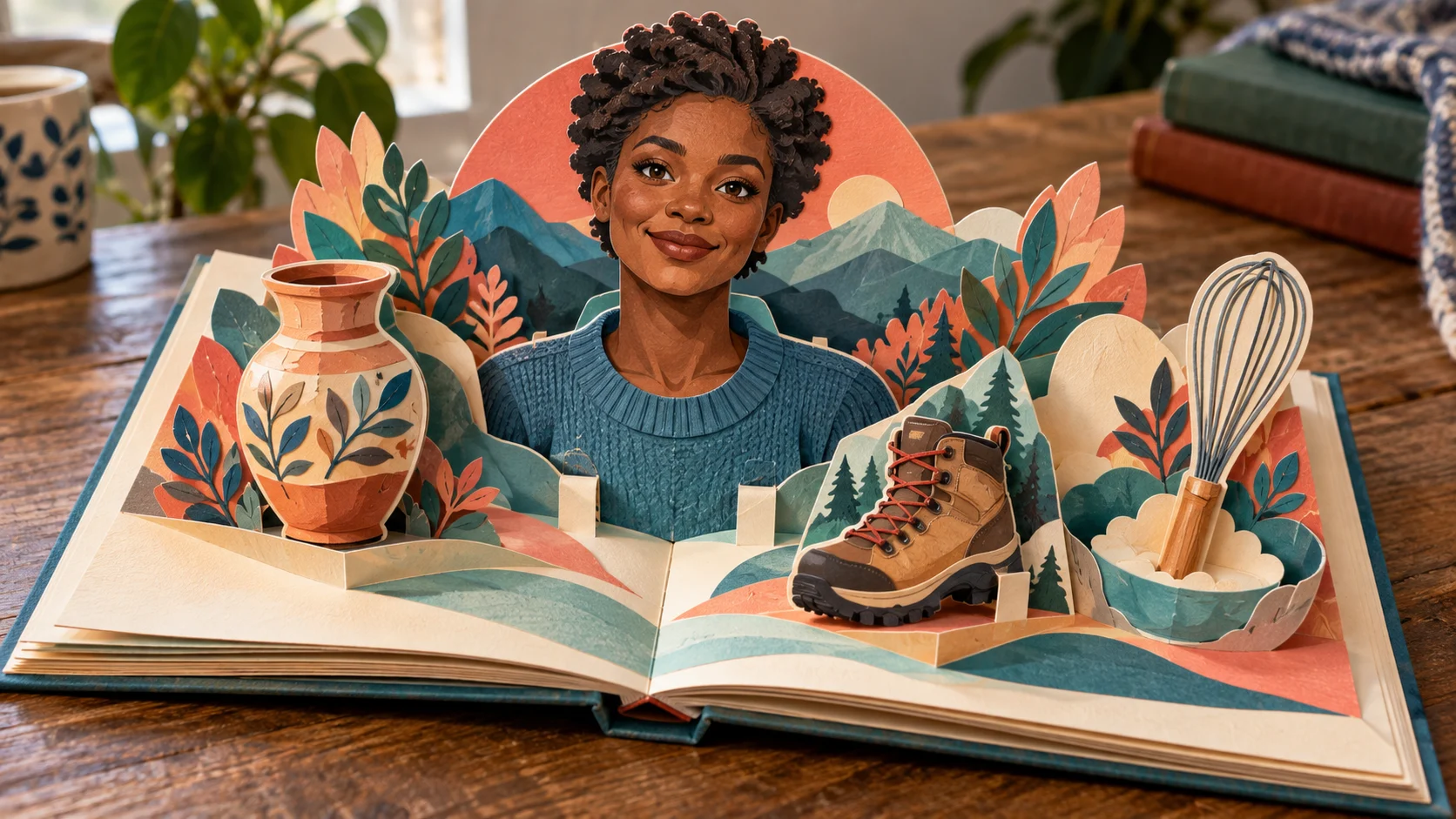 Synthetic illustrative image for Make my portrait spring from a pop-up book