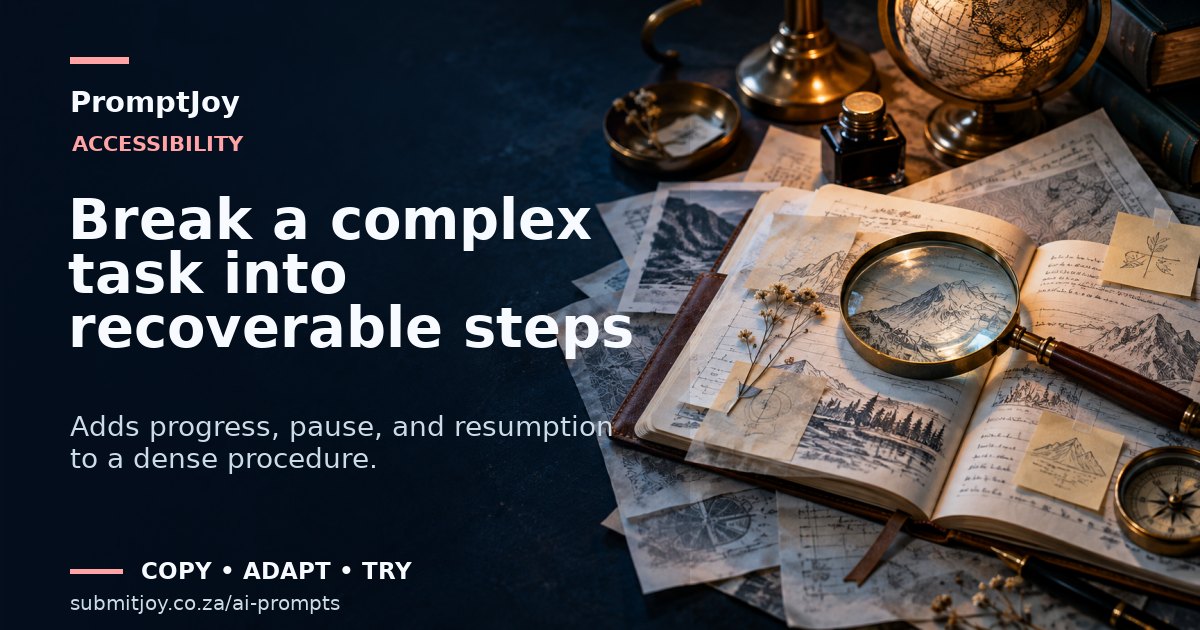 Editorial illustration for Break a complex task into recoverable steps