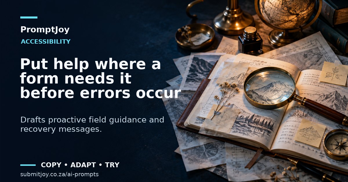 Editorial illustration for Put help where a form needs it before errors occur