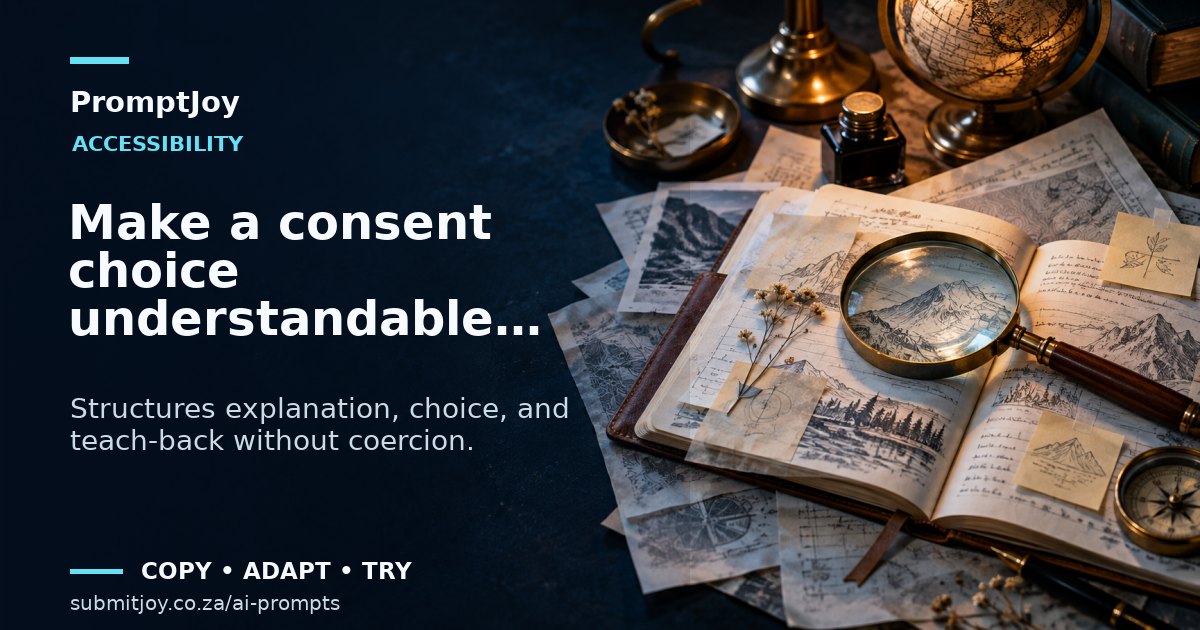 Editorial illustration for Make a consent choice understandable before selection