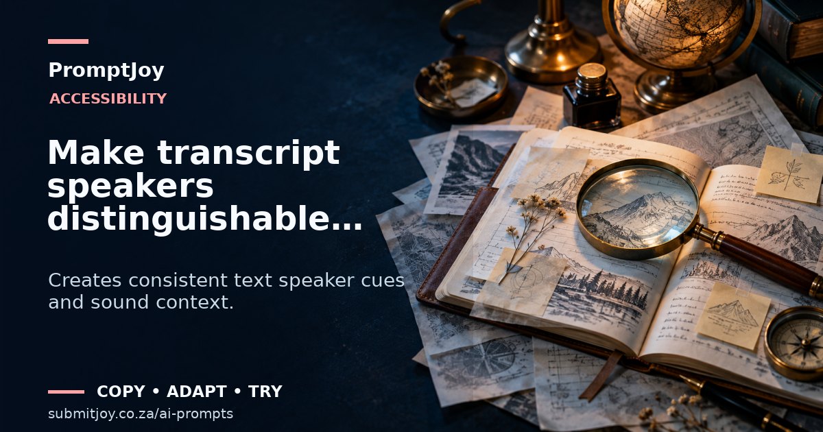 Editorial illustration for Make transcript speakers distinguishable without colour