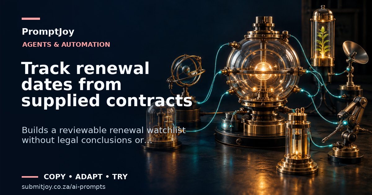 Editorial illustration for Track renewal dates from supplied contracts