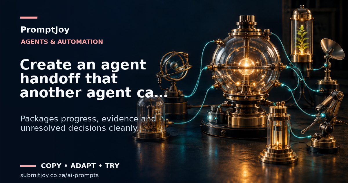 Editorial illustration for Create an agent handoff that another agent can verify