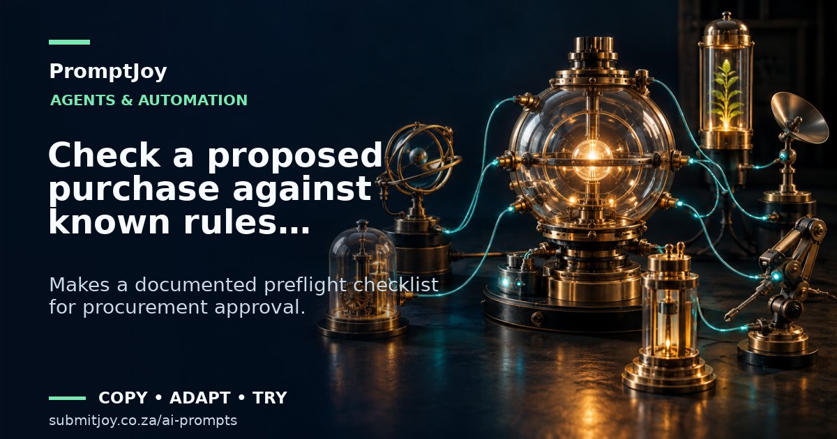 Editorial illustration for Check a proposed purchase against known rules without ordering
