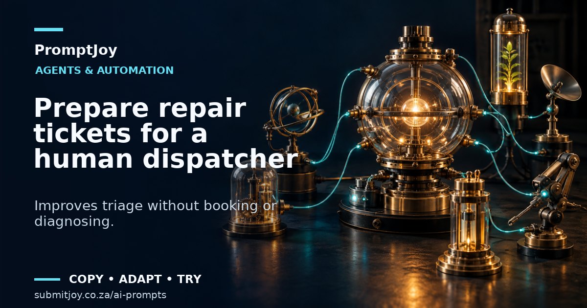 Editorial illustration for Prepare repair tickets for a human dispatcher