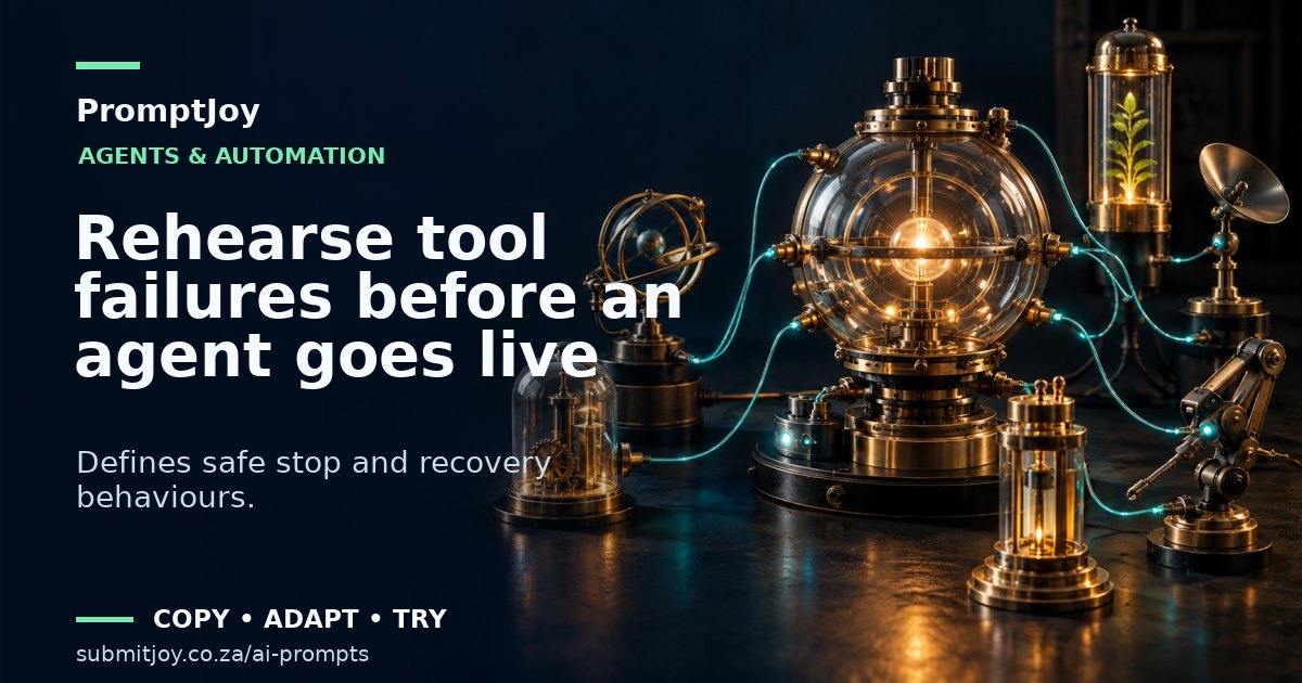 Editorial illustration for Rehearse tool failures before an agent goes live