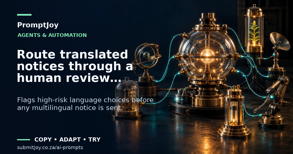 Editorial illustration for Route translated notices through a human review queue