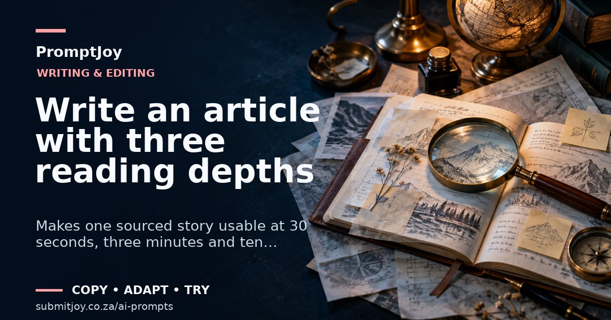 Editorial illustration for Write an article with three reading depths