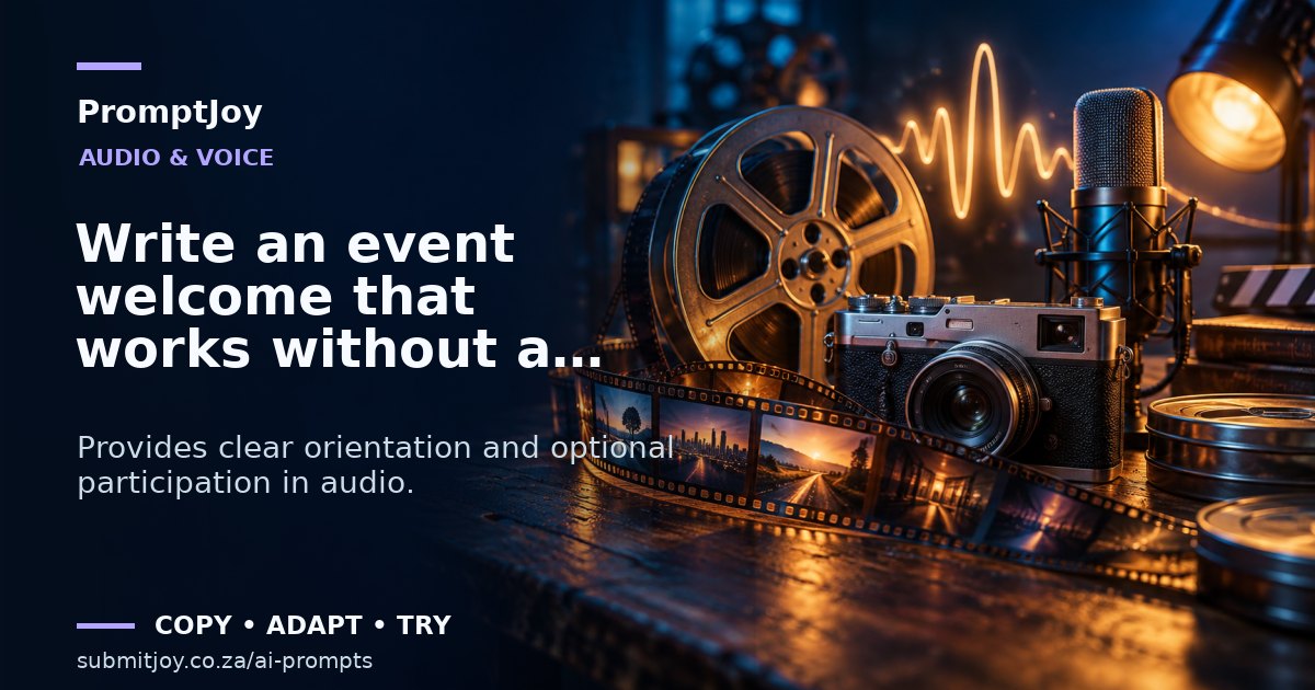 Editorial illustration for Write an event welcome that works without a crowd cue