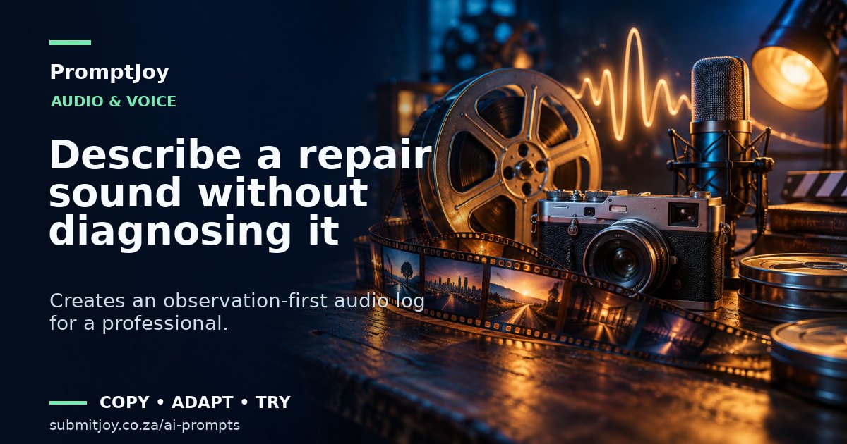 Editorial illustration for Describe a repair sound without diagnosing it