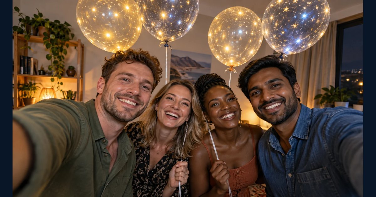 Synthetic illustrative image for Turn balloons into a constellation around us