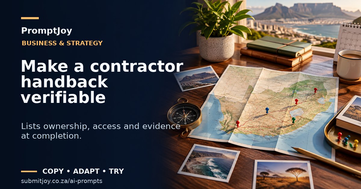 Editorial illustration for Make a contractor handback verifiable