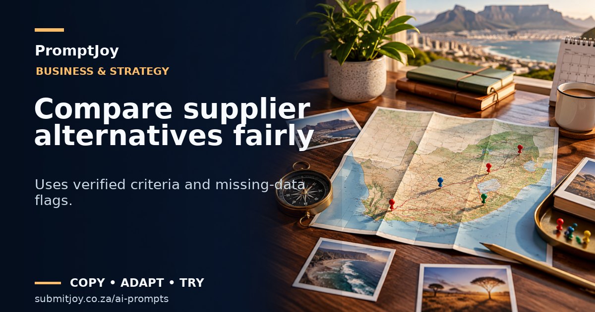 Editorial illustration for Compare supplier alternatives fairly