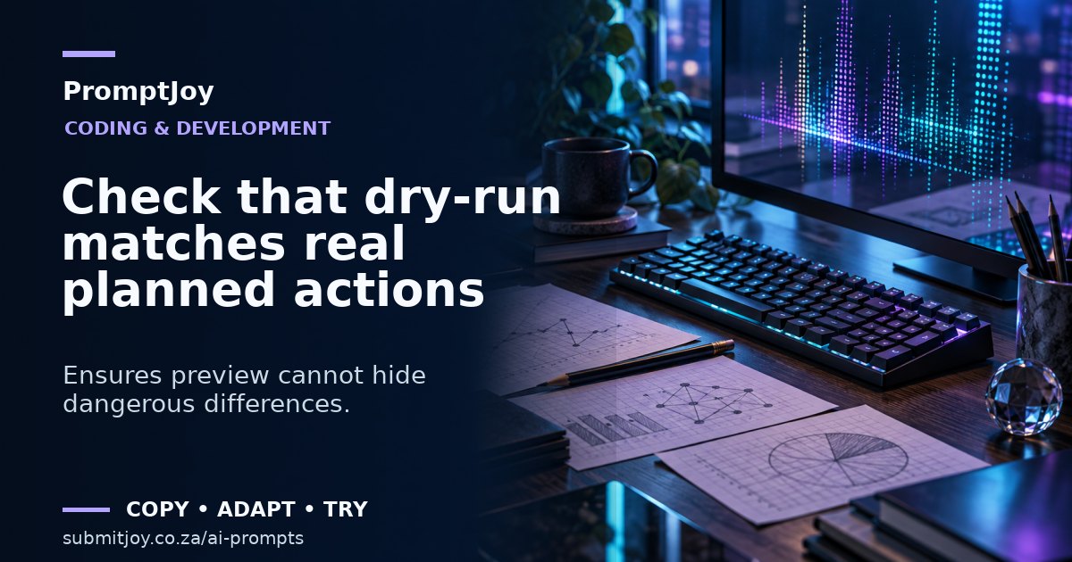 Editorial illustration for Check that dry-run matches real planned actions