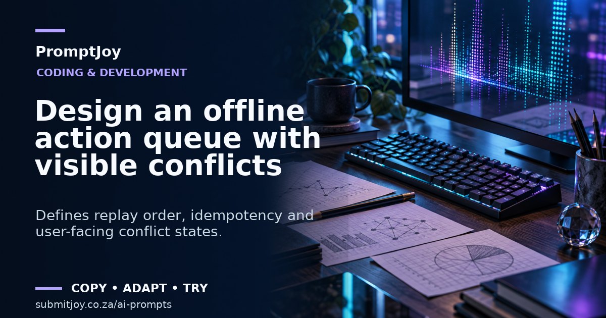 Editorial illustration for Design an offline action queue with visible conflicts
