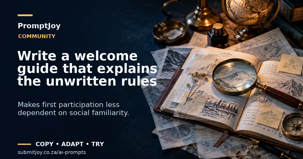 Illustration for Write a welcome guide that explains the unwritten rules