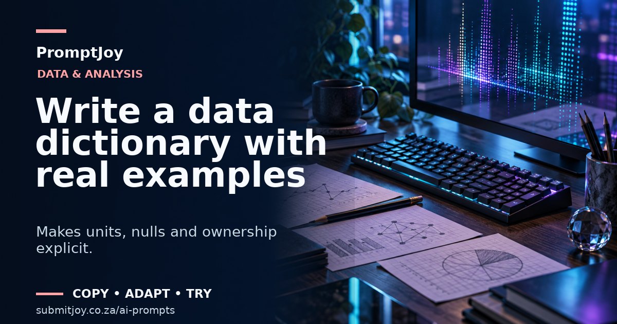 Editorial illustration for Write a data dictionary with real examples