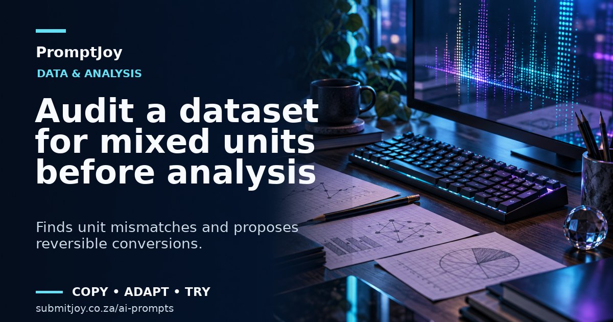 Editorial illustration for Audit a dataset for mixed units before analysis