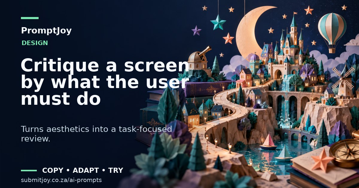 Illustration for Critique a screen by what the user must do