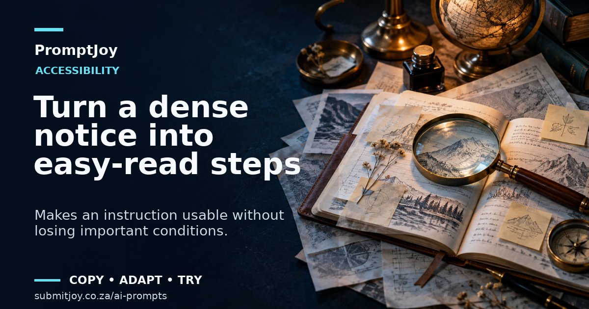 Editorial illustration for Turn a dense notice into easy-read steps