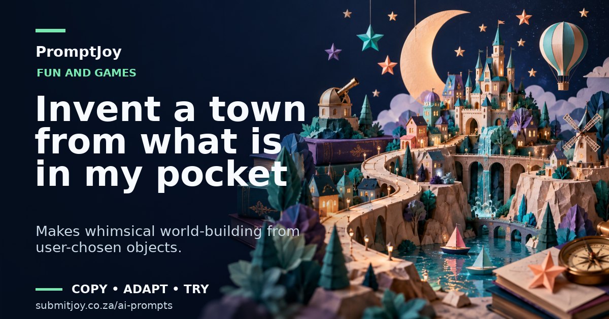 Editorial illustration for Invent a town from what is in my pocket