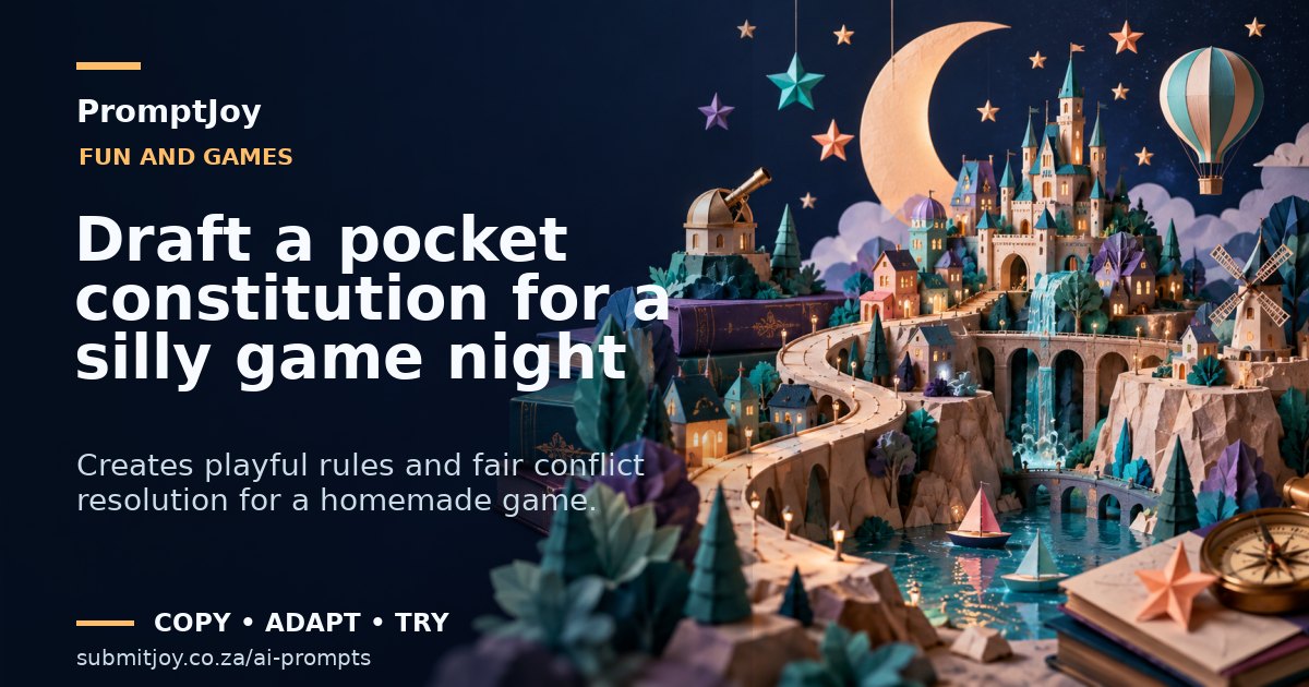 Editorial illustration for Draft a pocket constitution for a silly game night