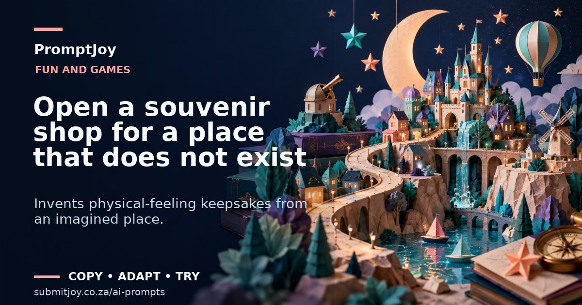 Editorial illustration for Open a souvenir shop for a place that does not exist