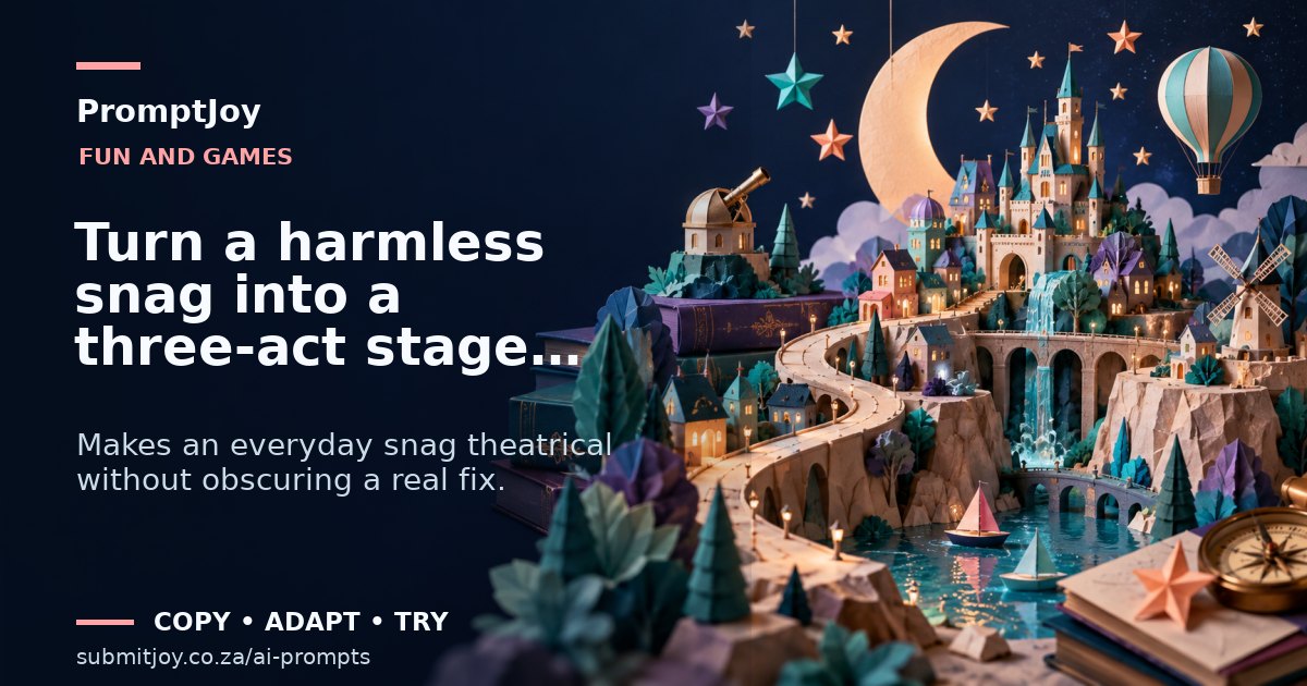 Editorial illustration for Turn a harmless snag into a three-act stage play
