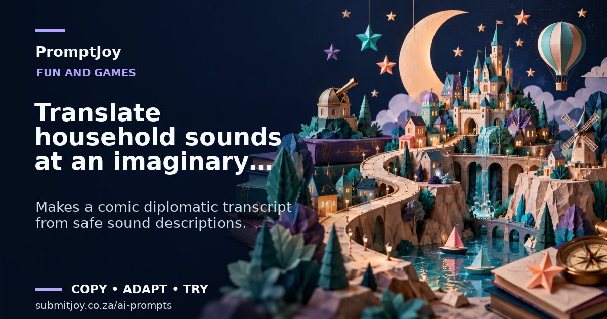 Editorial illustration for Translate household sounds at an imaginary summit