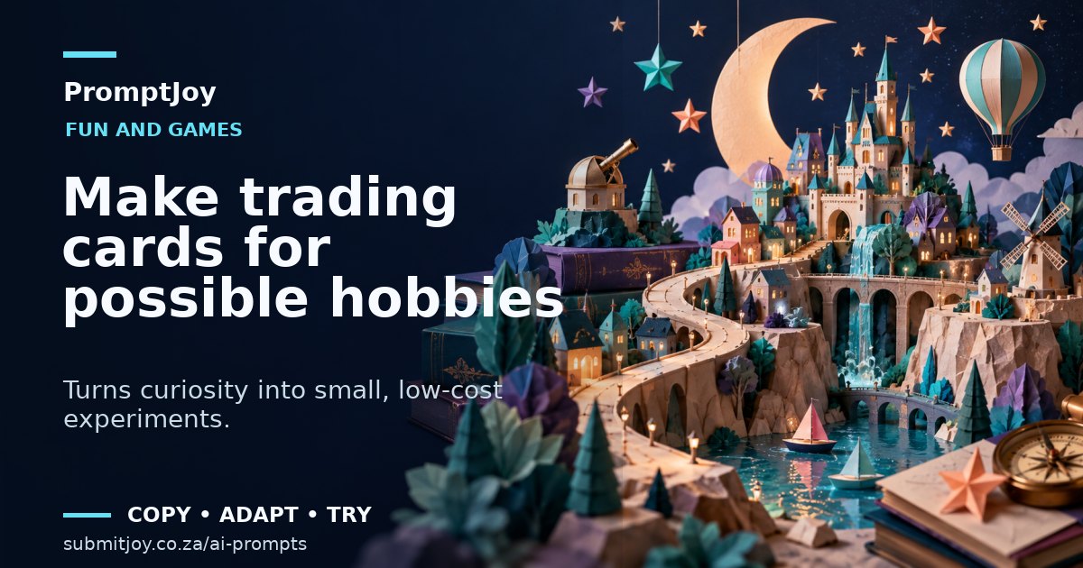 Editorial illustration for Make trading cards for possible hobbies