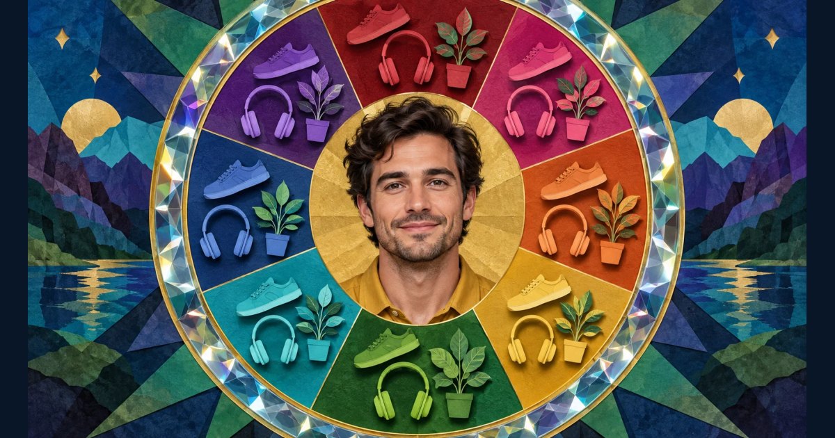 Synthetic illustrative image for Surround my real face with an object kaleidoscope