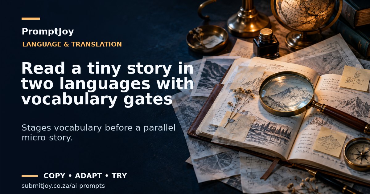 Editorial illustration for Read a tiny story in two languages with vocabulary gates