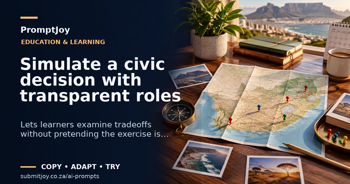 Editorial illustration for Simulate a civic decision with transparent roles