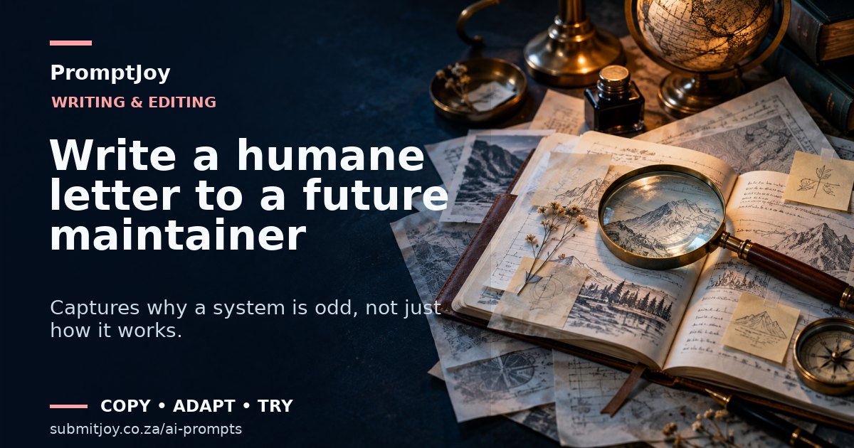 Editorial illustration for Write a humane letter to a future maintainer