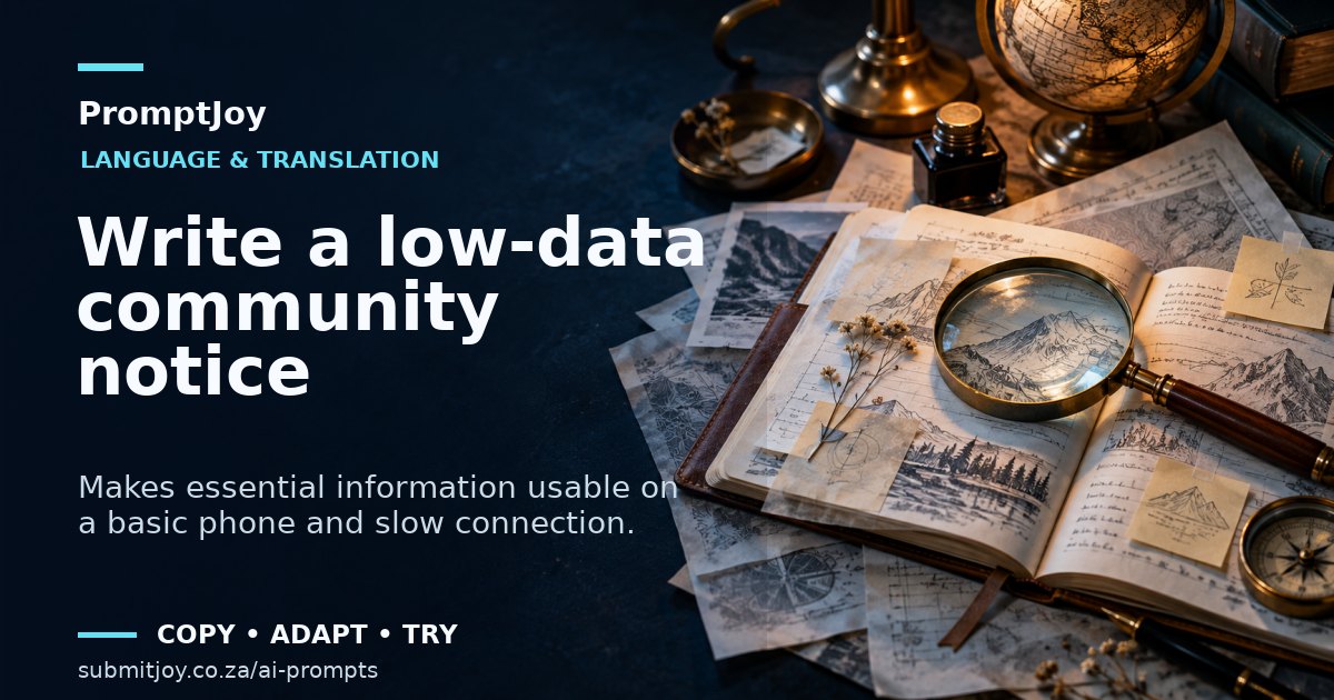 Editorial illustration for Write a low-data community notice