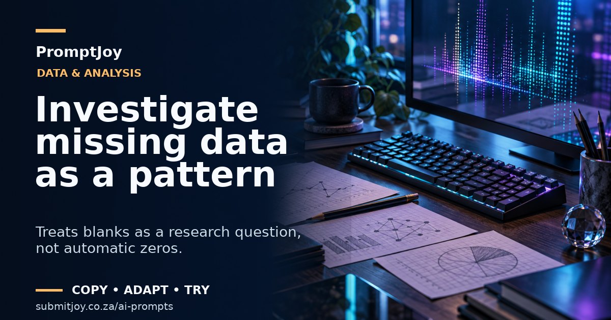 Editorial illustration for Investigate missing data as a pattern