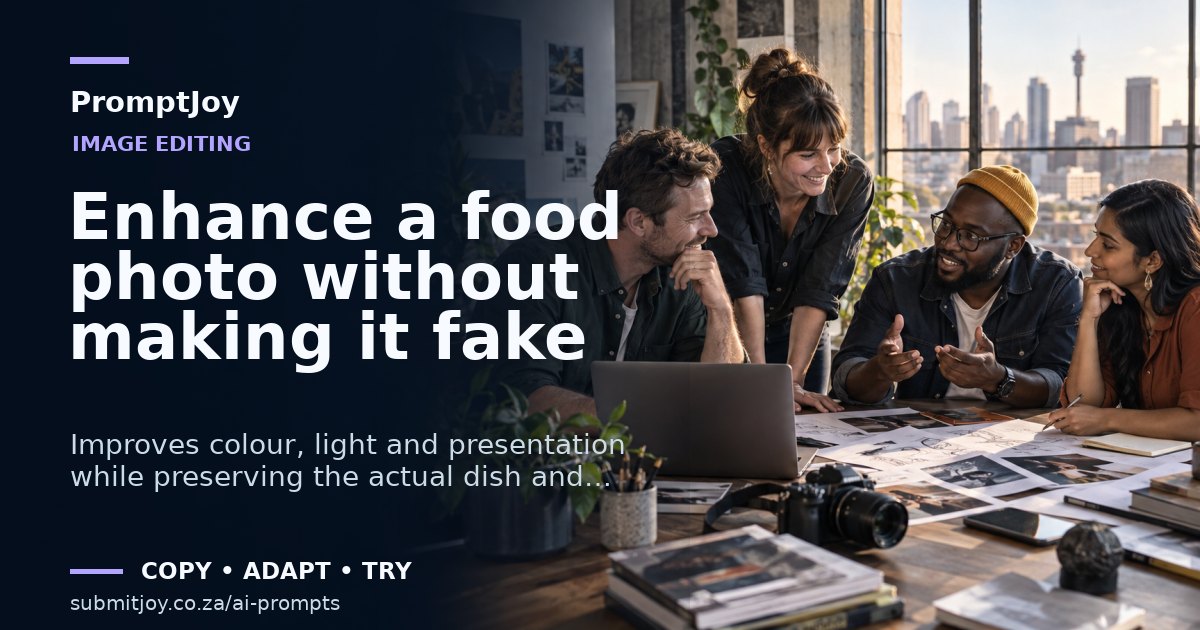 Editorial illustration for Enhance a food photo without making it fake
