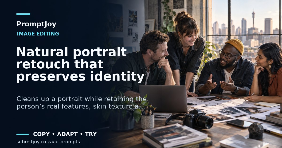 Illustration for Natural portrait retouch that preserves identity