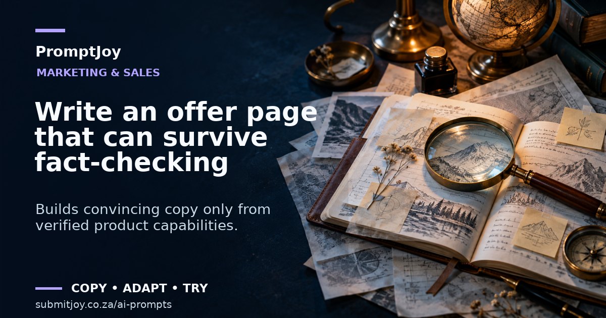 Editorial illustration for Write an offer page that can survive fact-checking