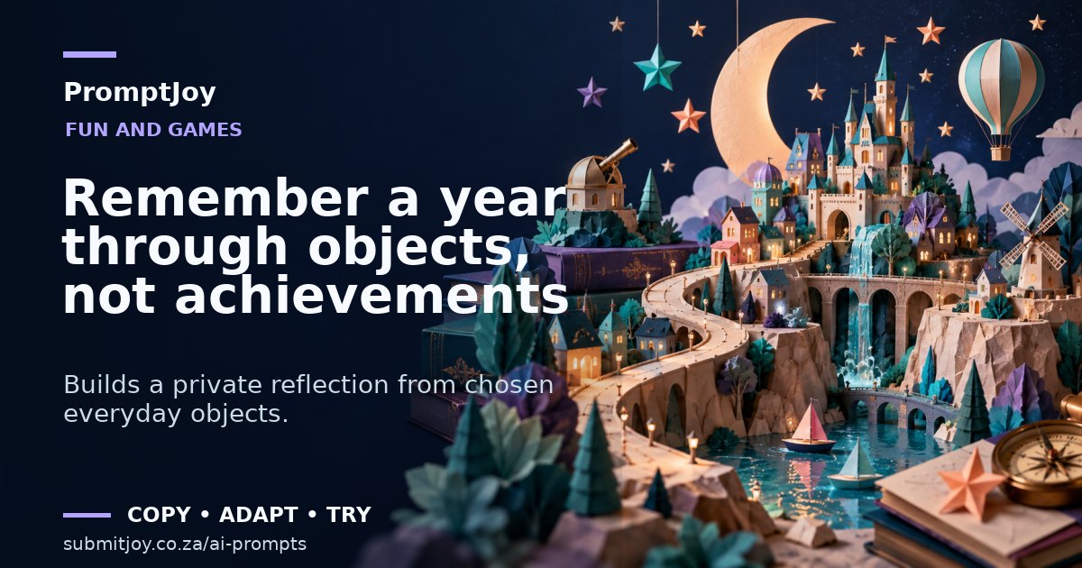 Editorial illustration for Remember a year through objects, not achievements