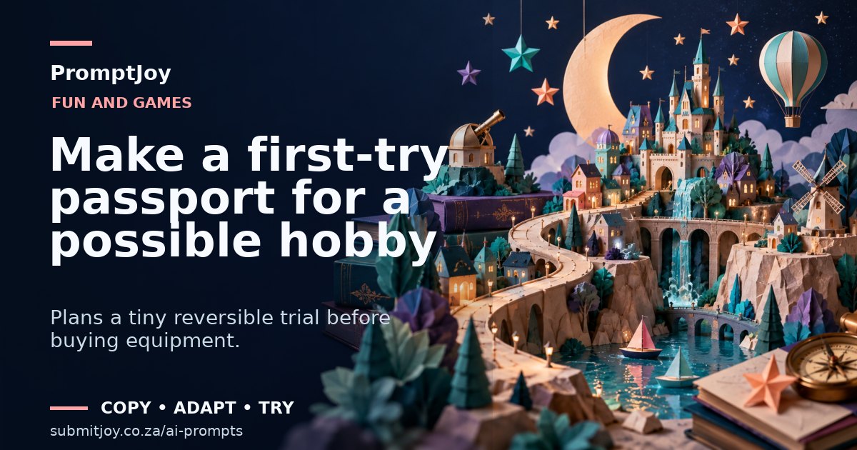 Editorial illustration for Make a first-try passport for a possible hobby