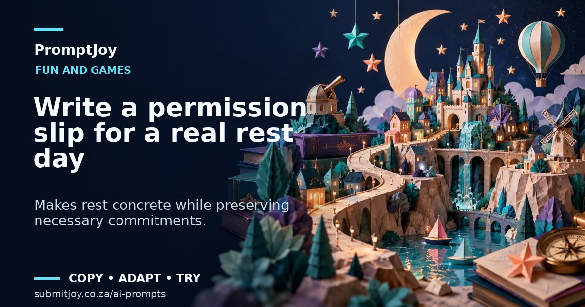 Editorial illustration for Write a permission slip for a real rest day