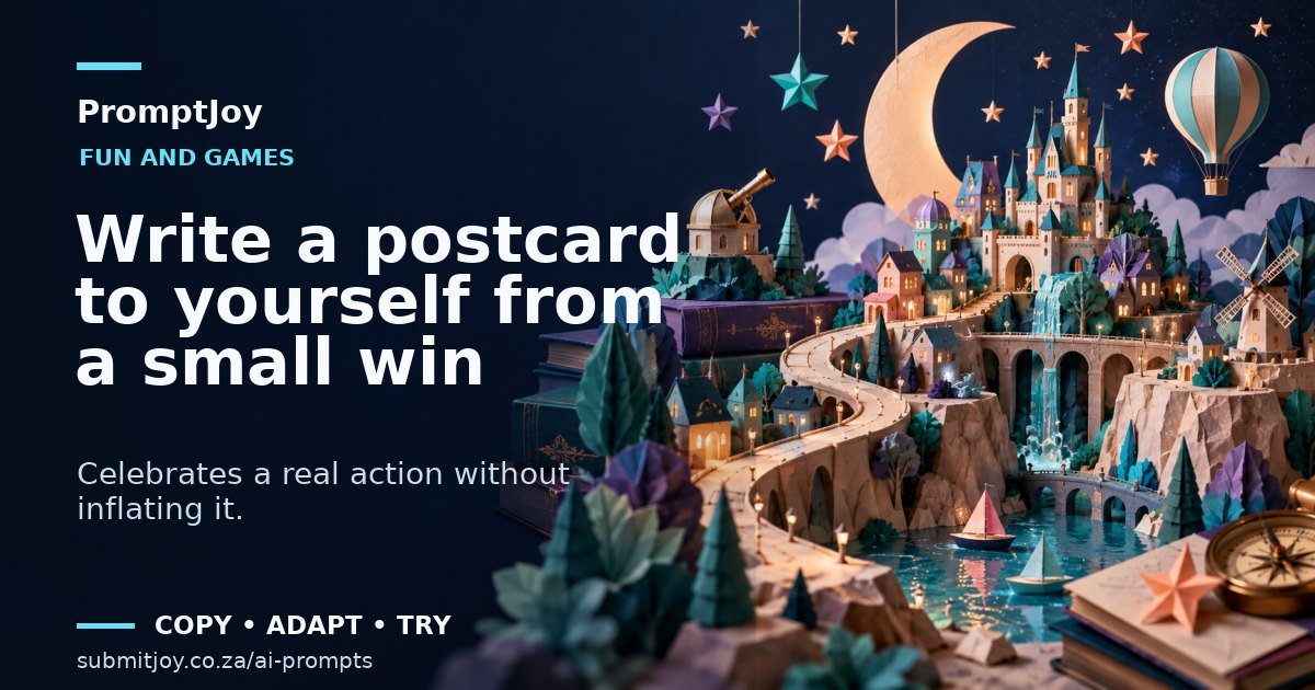 Editorial illustration for Write a postcard to yourself from a small win
