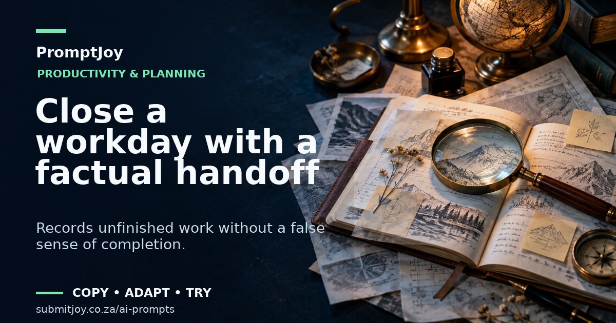 Editorial illustration for Close a workday with a factual handoff