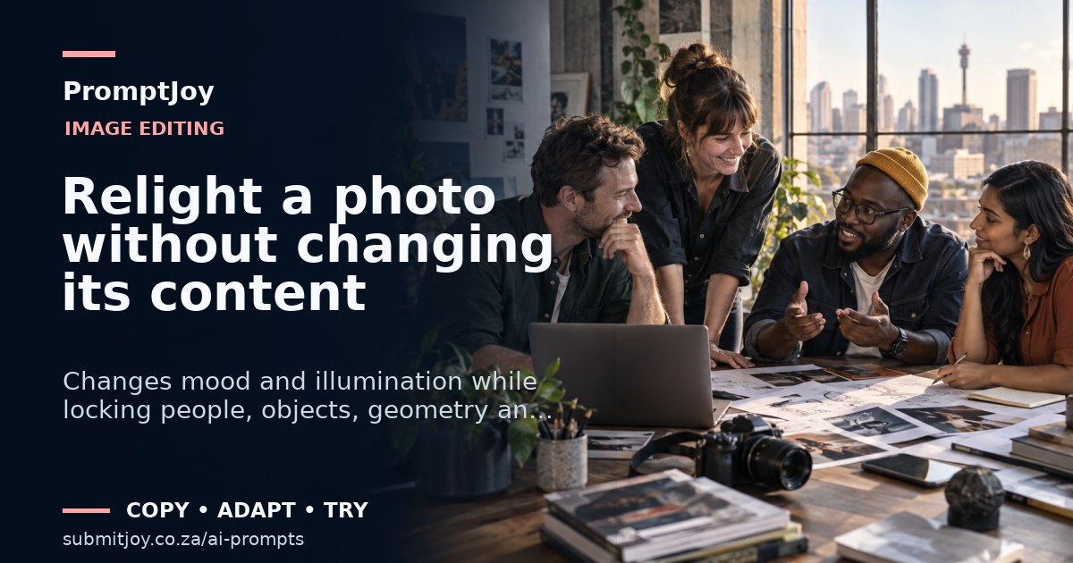 Editorial illustration for Relight a photo without changing its content