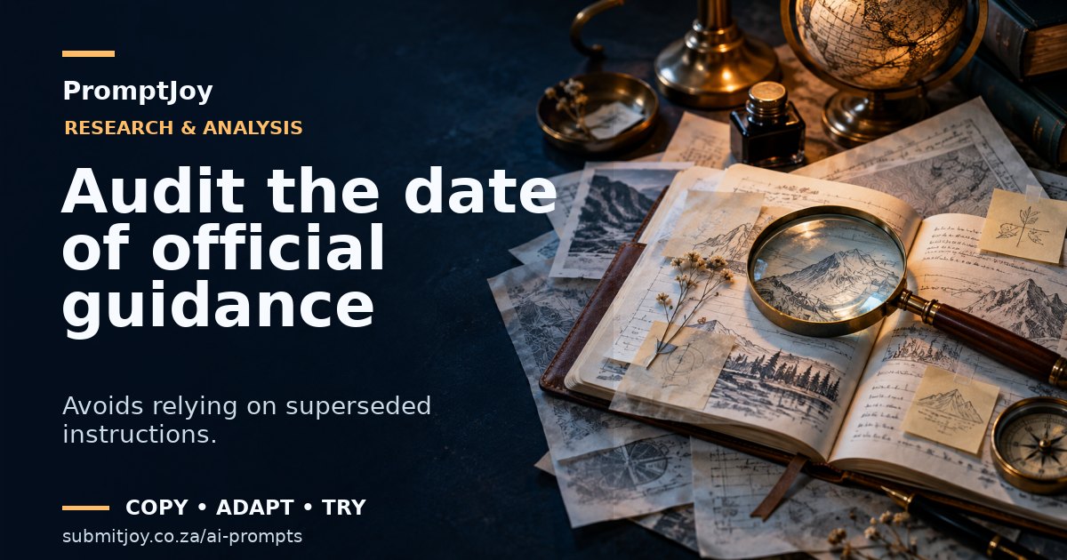 Editorial illustration for Audit the date of official guidance