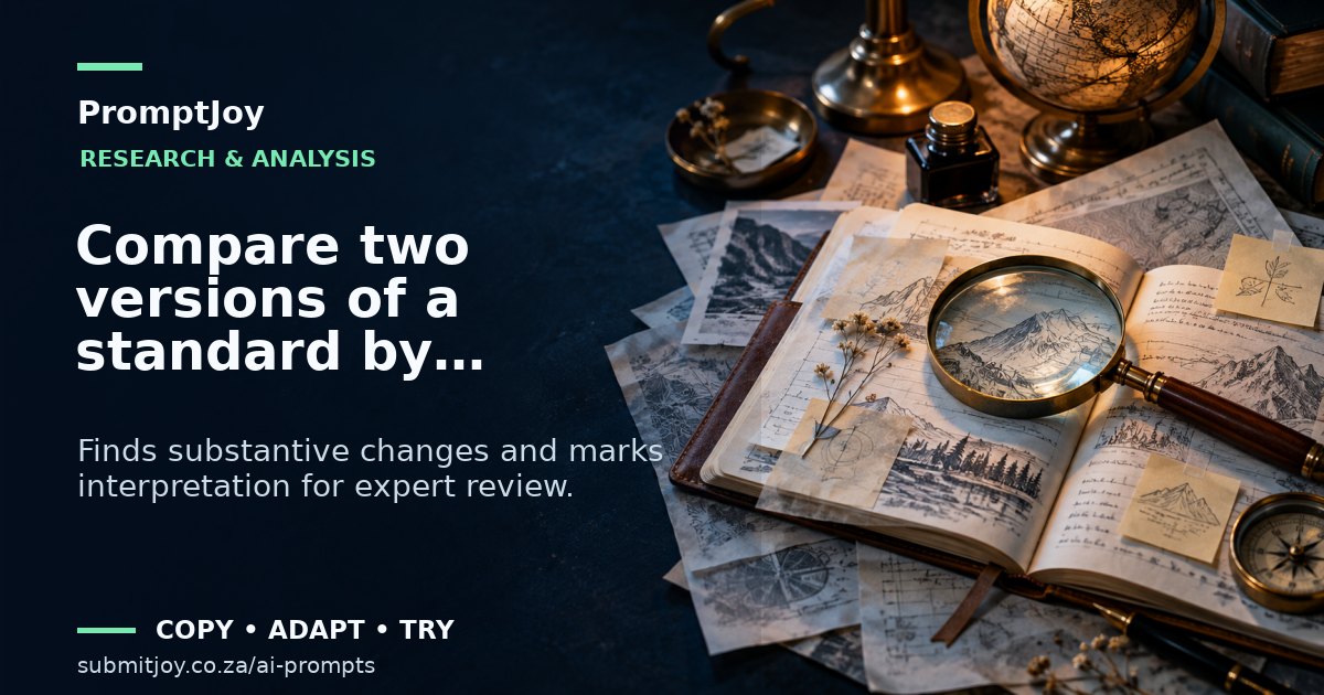 Editorial illustration for Compare two versions of a standard by changed obligations